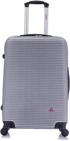 InUSA ROYAL Hardside Spinner Luggage with Ergonomic Handles | Spacious Travel Suitcase with Four Spinner Wheels and Studs | 24 Inch Medium Spinner Luggage | Silver