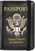 Passport Holder and Card Slot Combo RFID Blocking Leather Travel Passport Wallet for Men and Women US Passport Cover, Black