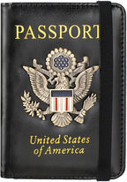 Passport Holder and Card Slot Combo RFID Blocking Leather Travel Passport Wallet for Men and Women US Passport Cover, Black