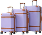 3 Piece Hardshell Luggage Sets 20"+24''+28" Expandable Hardside Luggages Spinner Suitcase with Spinner Wheels & TSA Lock,Lightweight Luggage Sets For Women Men Outdoor Travel Purple