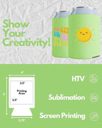 PartyPrints 1000 Pack Lime Green Blank Can Cooler Sleeves, Customizable Bulk Can Coolers, Extra-Thick Collapsible Drink Insulator Sleeve, Beer Can Coolers for Party Beverages