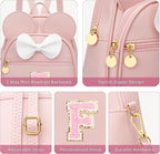 KKXIU Girls Initial Bowknot Cute Mini Backpack for Toddler, Travel Small Girl Backpacks, Personalized Birthday Gifts for Little Girls and Kids(F, Pink)
