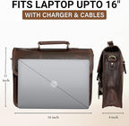 RUSTIC TOWN Leather Messenger Bag for Men - Full Grain Leather Briefcase Laptop Satchel Office Crossbody Travel Bag