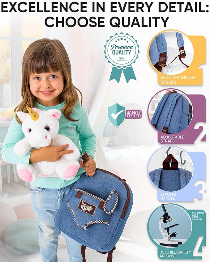Naturally KIDS Toddler Backpack w Unicorn Toys, 2 Year Old Girl Birthday Gift, 3 Year Old Girl Gift Boy, Toddler Unicorn Toy