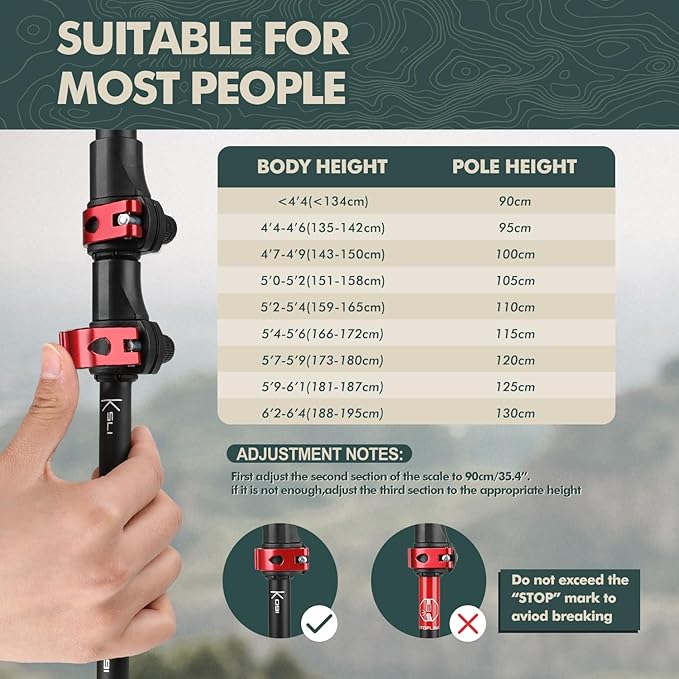 GPTCAMP Walking Sticks,Trekking Poles Collapsible Hiking Poles,Lightweight Folding Travel Walking Pole for Men Women,2pc Adjustable Hiking Stick with EVA Foam Grips for Backpacking
