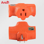 3 Outlet Adapter 3 Way Outlet Splitter - 3 T-Shaped Adapter Outdoor Power Splitter Grounded Wall Tap Adapter Heavy Duty (3, Orange), Lighting Apparatus