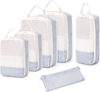 Narwey 6 Set/5 Set Compression Packing Cubes for Travel Kids Women Carry on, Packing Organizers Bag for Backpack Luggage Suitcase Duffle Bags
