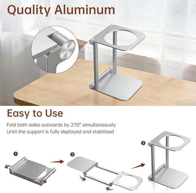 Foldable Pour Over Coffee Maker Stand, Aluminum Portable Electric Espresso Machine Stand Compatible with Outin, Portable Coffee Makers, General Funnels Sliver