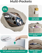 BAGSMART Gym Bag for Women, Carry on Travel Duffel Bag, Water-resistant Weekender with Shoe Compartment for Gym Travel Work, Camel, Medium