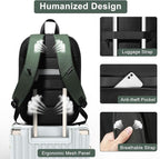 Business Backpack 17 Inch Slim Expandable Waterproof Travel Laptop Backpacks with USB Charger Port Anti-Theft Lightweight Large Work Computer Bag College Laptop Backpacks Gifts for Men Women, Green