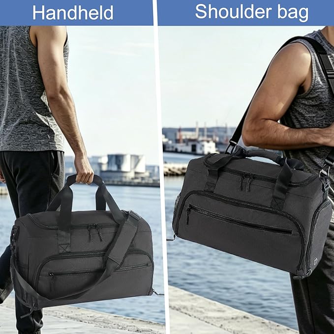 Gym Bag for Men Women, Sport Duffle Bag with Wet Pocket & Shoes Compartment, Water Resistant Overnight Weekender Bag Duffel Bag
