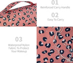 Lcsmaokin Large Capacity Toiletry Bag Travel Bag with Hanging Hook for Men and Women Waterproof Travel Cosmetic Bag Bathroom Storage Bag for Brushes Set,Full-Sized Shampoo,Accessories -Grey Flamingo