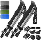 Premium Foldable Hiking Poles by USA Brand - Adjustable, Lightweight Trekking Poles Made of Aircraft Aluminum, Metal Locks Cork EVA Grips
