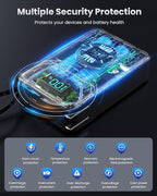 4-in-1 Portable Charger With Built-in Wall Plug&USB-C Cables,10800mAh Power Bank with iWatch Charger,QC4.0+PD 25W Fast Charging Battery Pack,Travel Essentials for iPhone 17/16,Apple Watch,Android etc