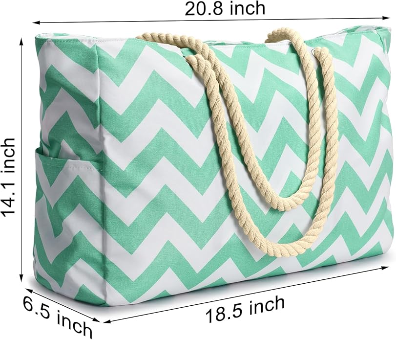 Becokan Beach Bags for Women Large Waterproof Beach Tote Bag Zipper Beach Bags Waterproof Sandproof Swim Pool Bag Large Tote