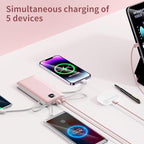 penaover Portable Charger with Built-in Cables&AC Wall Plug,Slim 10000mAh 22.5W Fast Charging Power Bank,5 Output 2 Input USB-C External Battery Pack Compatible with iPhones,Samsung,Android, etc