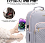 LOVEVOOK Laptop Backpack for Women 18.4 inch,Cute Womens Travel Backpack Purse,Professional Laptop Computer Bag,Waterproof Work Business College Teacher Bags Carry on Backpack with USB Port,Grey Pink