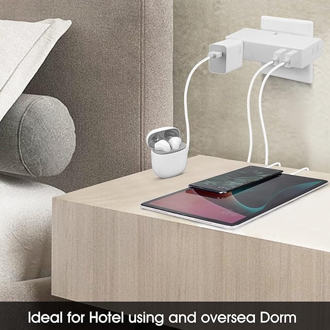 Multi Plug Outlet Extender with USB, 3 Electrical Multiple Outlet Extender, 2 USB Wall Charger, Travel Multiple Power Adaptor for Home, Office
