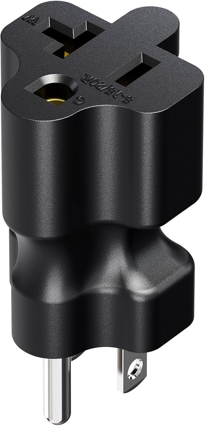 15 Amp to 20 Amp Nema 5-15P to 5-15R/5-20R Power Adapter (3 Pack)