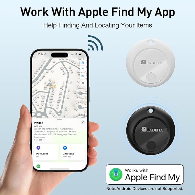 2026 [Apple MFi Certified] (iOS Only) Bluetooth Tracker Smart Finder for Apple Find My iPhone Keys Finder GPS Tracker, 5-10 Years Staying Power, Keys Finder and Item Locator for Wallet, Bags, Passport