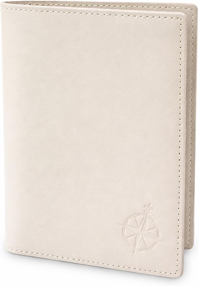 WANDERINGS Leather Passport Holder for Travel – RFID Blocking Passport Wallet & Cover for Men and Women – Slim Travel Wallet Case with Card Slots – Genuine Full Grain Leather – 5.5" x 4" - Oat Color
