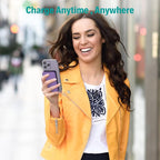 Sethruki Smallest Portable Charger with Built-in Cables 5000mAh,Ultra Slim Power Bank,Mini High Speed External Battery Packs,Lightweight USB C Phone Charger for iPhone Samsung Google Android (Purple)