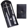 HANTEKAS Travel Manicure Set Professional Nail Clipper Kit-5 Pieces Stainless Steel Manicure Kit, Women Men Grooming kit With Nail Care Tools Beauty Scissors Tweezers (Silver Black)