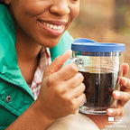 Tervis Clear & Colorful Tabletop Made in USA Double Walled Insulated Tumbler Travel Cup Keeps Drinks Cold & Hot, 16oz Mug with Handle, Quartz