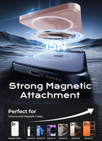 Aobbow Magnetic Portable Charger, 5000mAh Ultra Slim Power Bank, 15W Fast Charging for Magsafe Battery Pack, Travel Essential Wireless Charger Compatible with iPhone 17/16/15 Series - Rose Gold