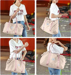 HYC00 Travel Duffel Bag,Carry-on Overnight Weekender Bags for Women,Sports Tote Gym Bag with Wet Pocket