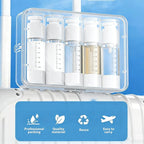 Travel wash bottle, 5-piece vacuum dispensing bottle set with clear storage box, suitable for shampoo, lotion, cosmetics, TSA certified travel container, suitable for vacation and business travel.