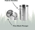 Coghlan's Stainless Steel French Press Coffee Maker – 4-Cup (32 oz), Campfire & Stovetop Safe, Portable & Durable – Fine Mesh Filter, Folding Handle, Dishwasher Safe – For Camping, Travel, or Home