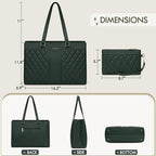 RAINSMORE Laptop Bag for Women 15.6 Inch Work Tote Bags Leather Laptop Tote Professional Laptop Purse Computer Handbag Womens Briefcase Tote with Clutch for Teacher Office Travel, Dark Green