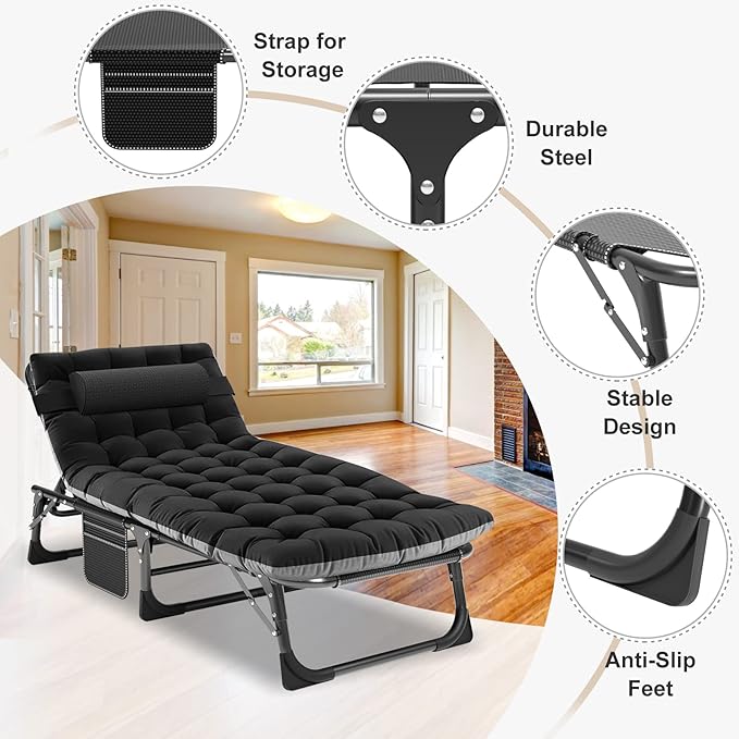 ABORON Camping Cot for Adult 28" Extra Wide, Heavy-Duty 1200D Oxford Cot for Sleeping, Portable Folding Camp Bed with Mat