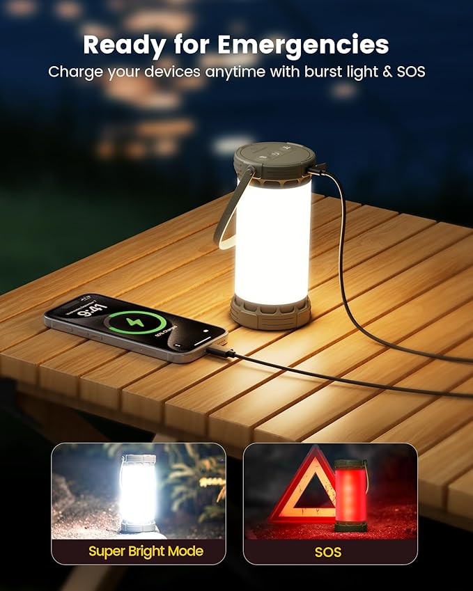 Glocusent 135 LED Ultra Bright Camping Lantern, Up to 200H, 5000mAh Camping Lights with 3 Colors & 5 Brightness, SOS, Max 1500LM, Rechargeable Lantern for Power Outages Camping Hiking Emergency