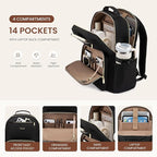 LOVEVOOK Laptop Backpack for Women with Pouch Pocket for Large Capacity Cup,15.6 Inch Teacher Nurse College Work Backpack Purse,Waterproof Laptop Bag Computer Back Pack for Travel,Black+Wicker pattern