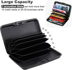 ELFISH Mini RFID Aluminum Wallet Credit Cards Holder Business Card Case Metal ID Case for Men Women (Black)