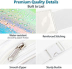 Veckle Holographic Fanny Pack for Women - Plus Size 35-51 Inch Iridescent Clear Belt Bag, Adjustable Crossbody Waist Bag for Concert, Festivals, Raves, Theme Parks, White