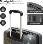 GinzaTravel 20" Carry On Luggage and 13" Mini Cosmetic Cases Travel Set Lightweight Polypropylene Suitcase with TSA Lock Hardside Luggage with Spinner Wheels (2 Piece Set, Gray)