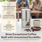 SterlingPro Stainless Steel French Press Coffee Maker 1.75 L (59 oz) Mirror – Double Walled Insulated Extra Large French Press, Durable Design Keeps Drinks Hot, Easy to Use and Clean for Rich Flavor