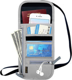 Travel Neck Wallet, RFID Blocking Passport Holder with Adjustable Neck Strap for Men and Women to Keep Cash, Credit Cards and Travel Documents Safe - Grey