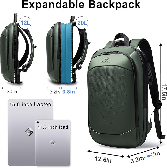 Slim Laptop Backpack for Men,Waterproof Expandable High Tech Business Work Backpack for Men and Women15.6 Inch Lightweight Anti-theft Travel Backpack Durable College Casual Daypack Computer Laptop Bag