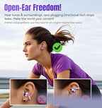 King Lucky Clip-On Earbuds Gen 3, Open-Ear Wireless Bluetooth 6.0 Headphones with Mic, Secure Fit for Small Ears & Glasses Wearers, 50H Playtime, LED Digital Display, ENC, IPX5 Waterproof (Purple)