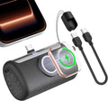 RORRY PalmGo Portable Charger, 10000mAh PD 22.5W Fast Charging Mini Power Bank with Built-in USB C Connector, 3-in-1 Battery Pack for iPhone 17/16/15 Pro/Max, Apple Watch Ultra/11/10/SE, iPad, Black