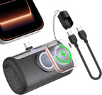 RORRY PalmGo Portable Charger, 10000mAh PD 22.5W Fast Charging Mini Power Bank with Built-in USB C Connector, 3-in-1 Battery Pack for iPhone 17/16/15 Pro/Max, Apple Watch Ultra/11/10/SE, iPad, Black