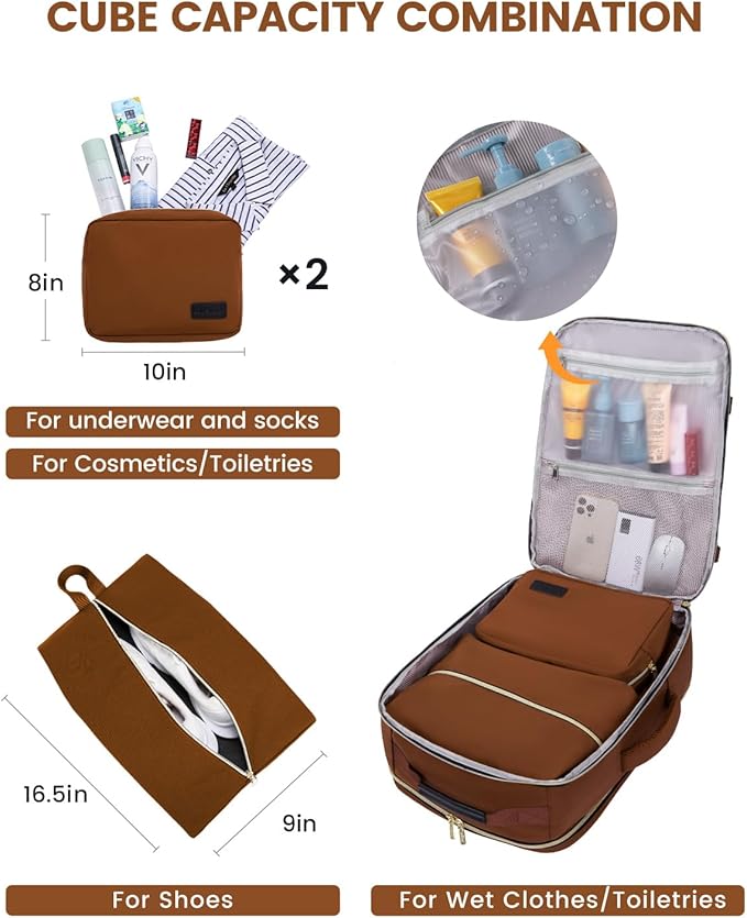 LOVEVOOK 56L Travel Backpack for Women & Men, Airline Approved Carry On Luggage with 3 Packing Cubes, TSA Overnight Bags, Waterproof Personal Item Bag, Weekender Essentials Backpacks fits 17" Laptop
