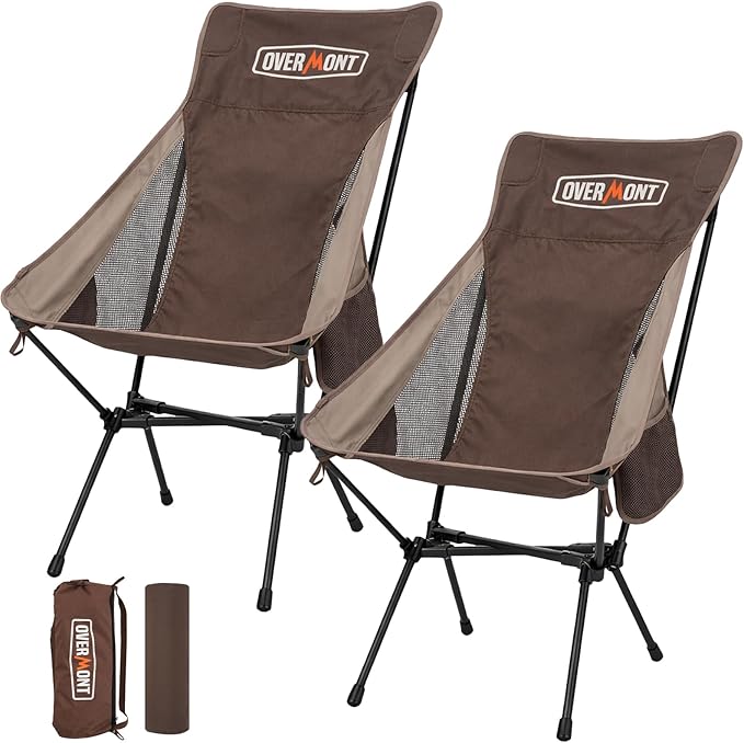Overmont Oversized Camping Chair for Adults - 400lbs Support Heavy-Duty Padded Seat Outdoor Portable Folding Chair with Cooling Bag Cup Holder Carry Bag Comfortable for Sport Garden Beach Fishing Lawn