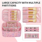 OCHEAL Makeup Bag - Portable Large Capacity Travel Cosmetic Case for Women with Handle and Divider Toiletry Organizer for Girls on the Go -Geometric Pink