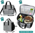 PetAmi Dog Travel Bag, Travel Pet Bag Organizer, Dog Food Travel Bag with Container Collapsible Bowls, Pet Travel Supplies Gift Accessories Weekend Camping, Puppy Cat Diaper Bag, Stripe Black Large