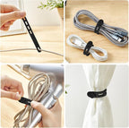 20 Pcs Black Silicone Cable Ties, Reusable Cable Straps Wire Organizer, Cable Management Cord Organizer for Fastening Earphone Phone Charger Home Office Desk Kitchen Appliances Cable Cords Wires